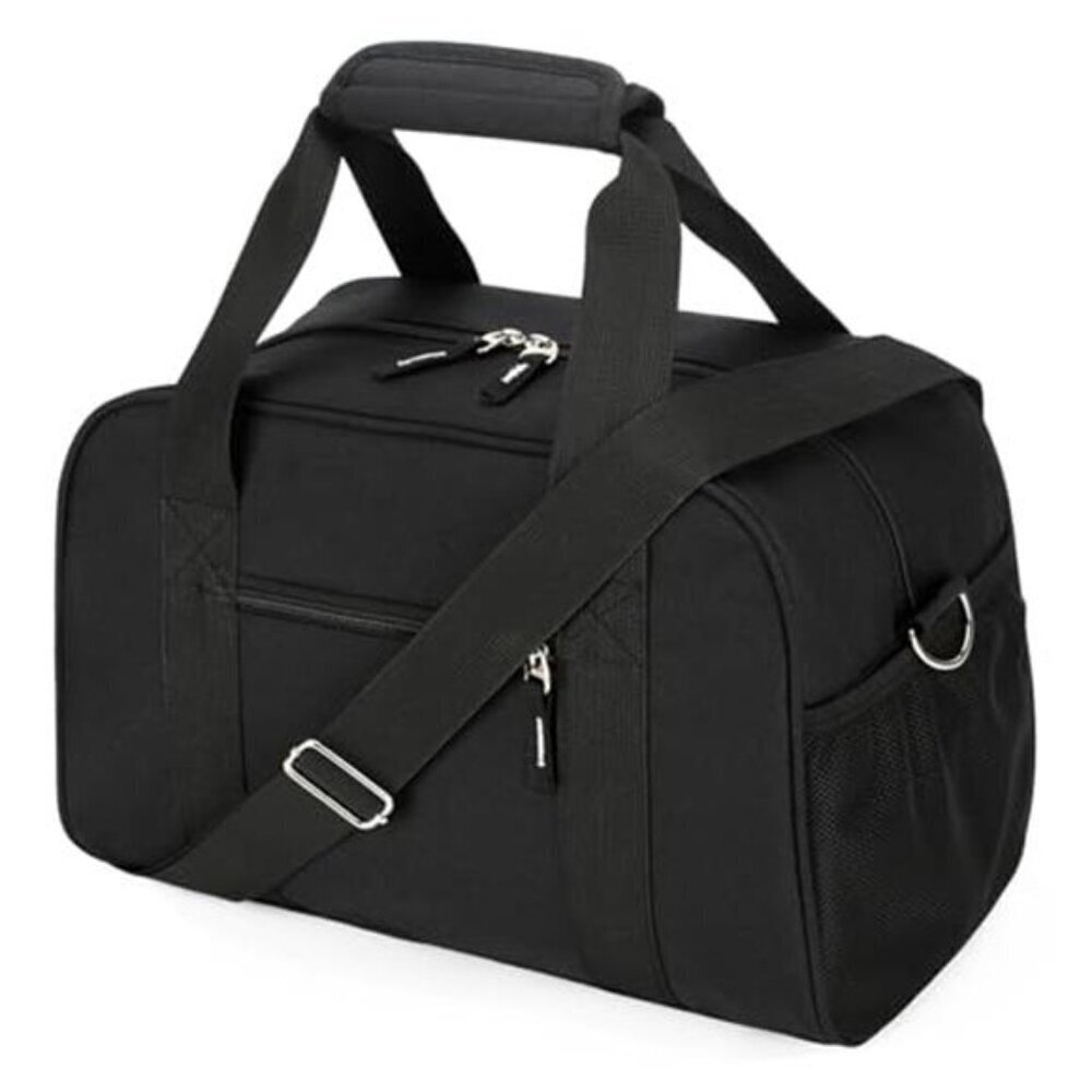 Compact Sports Duffle Bag 14 Inch Black Travel Gym Carry